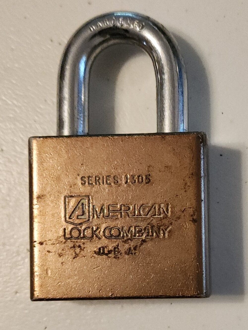 Vintage American Lock Company Padlock Series 1305 Brass Body, No Keys